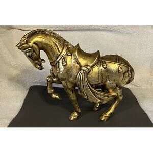 TANG Vintage Cast Iron Chinese Tang Dynasty Style War Horse Sculpture. ￼